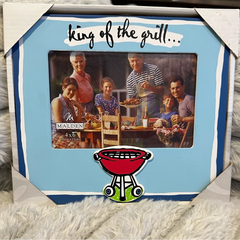 Malden Blue White 'King of the Grill' Picture Frame 4x6 ✨NWT✨